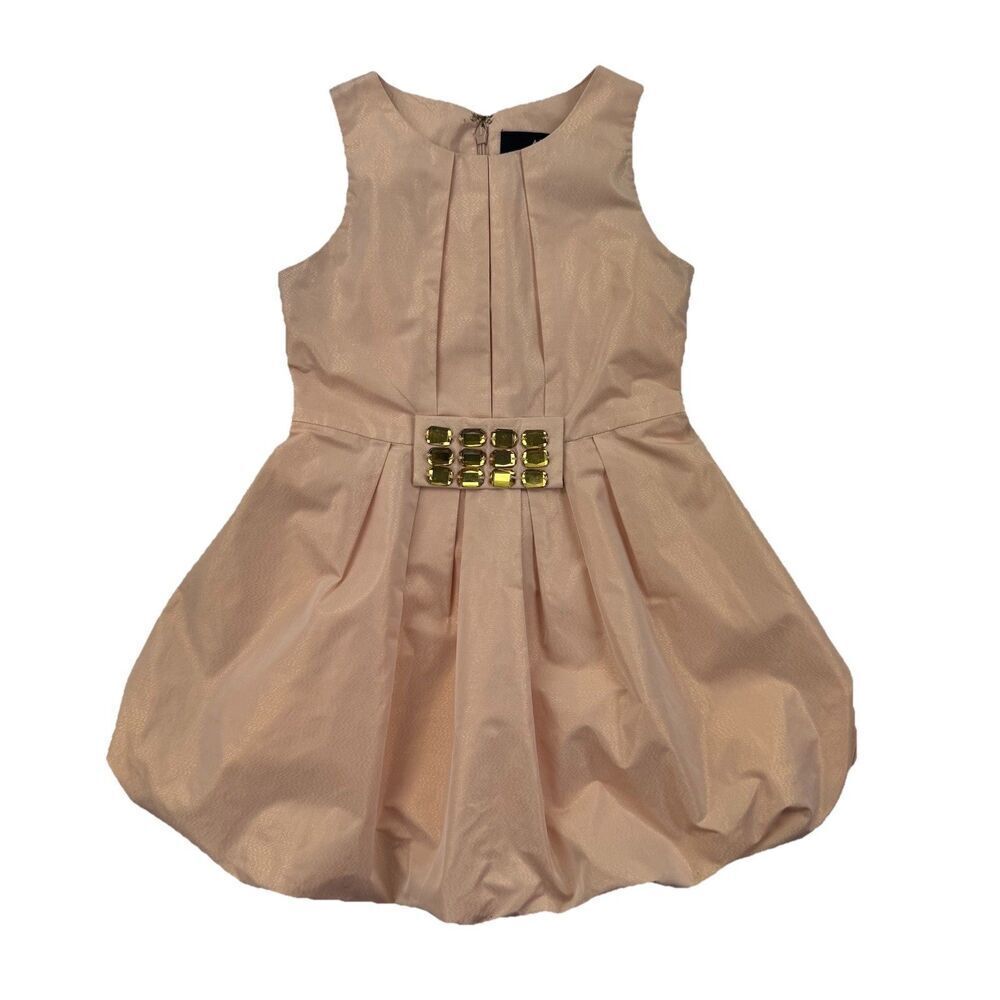 ABS Girls Size 4 Gold Bubble Hem Dress Jeweled Easter Party Wedding